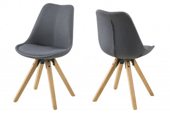 Chaises modernes bois et tissu gris (lot de 2) - EARL