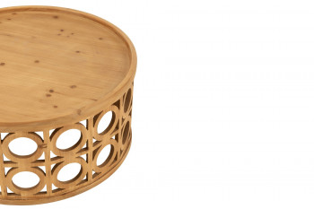 Table basse ronde sculptée en bois D78 - CAHUITA