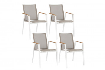 Chaises de jardin empilables en aluminium (lot de 4) - KERVER