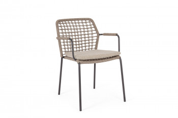 Chaises de jardin à accoudoirs et coussin (lot de 4) - PALMA