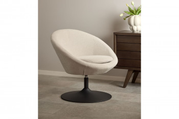 Fauteuil rond organique pivotant en tissu beige - NAEL