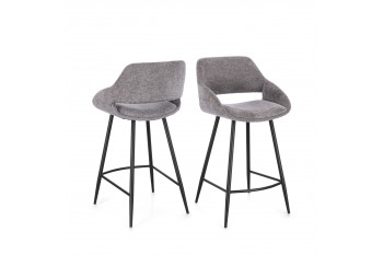 Tabourets de bar avec repose-pieds en tissu (lot de 2) - TURIN