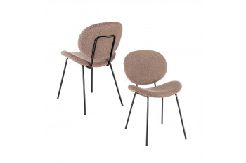 Chaises de salle à manger design en tissu bouclette (lot de 2) - KIM