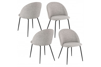 Chaises de salle à manger en métal et tissu (lot de 4) - DIANE