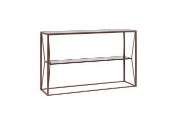 Console en métal marron et double plateau en verre L120 - THEIA