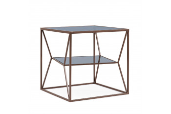 Bout de canapé carré en métal marron et verre L45 - THEIA