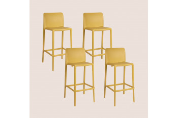 Tabourets de bar d'extérieur avec repose-pieds (lot de 4) - EOLE