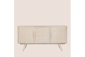 Buffet bas en bois de manguier blanchi 3 portes - SHANNA