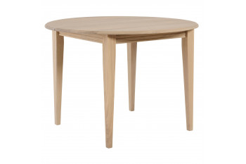 Table ronde extensible chêne blanchi 4/6 places D105 pieds fuseau - VICTORIA