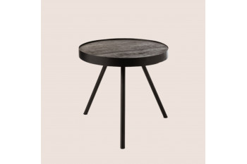 Table basse ronde en bois de manguier et métal L50 - MALKO