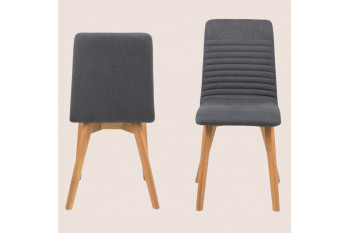 Chaises tissu et bois chêne (lot de 2) - ROSA