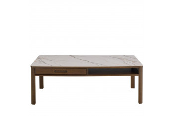 Table basse rectangulaire en céramique et chêne fumé L130 - SIMONE