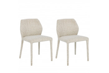 Chaises de salle à manger en tissu moucheté beige (lot de 2) - LILY
