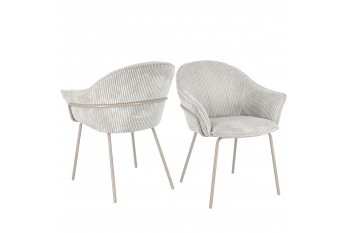 Chaises de salle à manger à accoudoirs en velours gris (lot de 2) - LIA