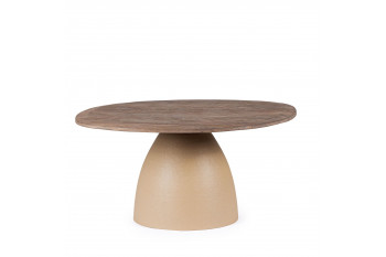 Table basse organique en manguier et métal crème L86 - SHIVA