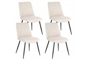 Chaises de salle à manger en tissu beige (lot de 4) - CORINE
