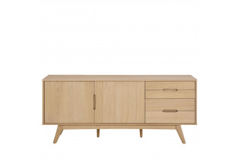 Buffet en bois blanchi 2 portes 4 tiroirs L180 - MARTINE