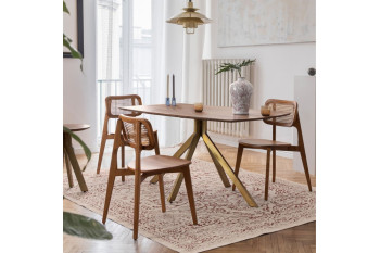 Table de salle à manger en manguier et pied laqué laiton L150 - RINGO