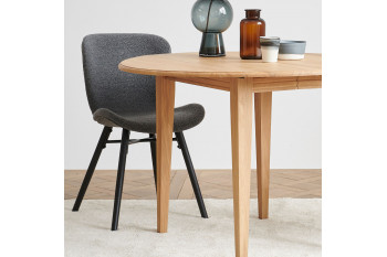 Chaises tissu bouclette gris anthracite et bois chêne (lot de 2) - MATILDA