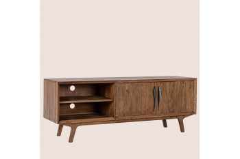 Meuble TV vintage en manguier 2 portes 2 niches L152 - SHEILA