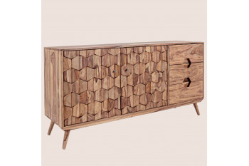 Buffet bas vintage en bois 2 portes et 3 tiroirs L145 - LOCKE
