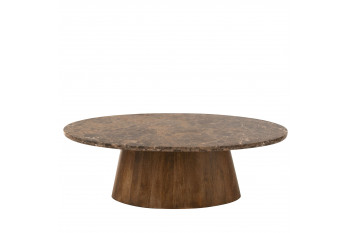 Table basse ovale en bois et marbre marron L130 - ROTTERDAM