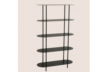 Etagère bibliothèque en métal noir 5 tablettes - OVALO