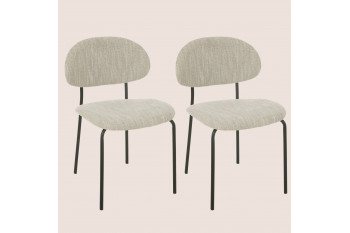 Chaises de salle à manger design en tissu beige (lot de 2) - ARKO