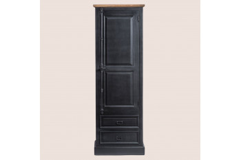 Bonnetière en teck noir 1 porte 2 tiroirs - DALILA