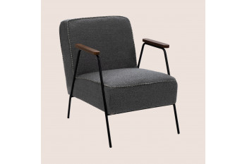 Fauteuil vintage en tissu uni et pieds métal - SINTRA
