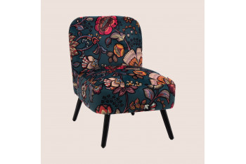 Fauteuil trendy en velours et pieds noirs - INDIA