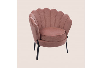 Fauteuil en velours côtelé et pieds en métal noir - ARUM
