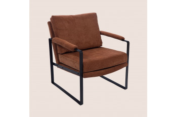 Fauteuil à accoudoirs en métal et velours côtelé - INDY