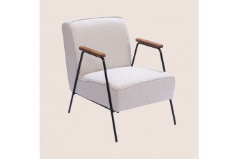 Fauteuil en tissu à chevrons ivoire et gris - SINTRA