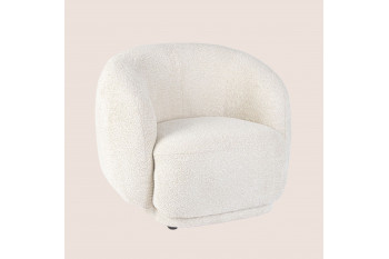 Fauteuil 1 place en tissu bouclette blanc - ELLA