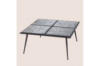 Table basse carrée en teck recyclé et métal noir L80 - NAIROBI