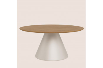 Table basse ronde en bois et métal grège D85 - GIROLLE