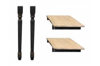 Lot de 2 rallonges bois 115 cm et pieds tournés table ronde - VICTORIA