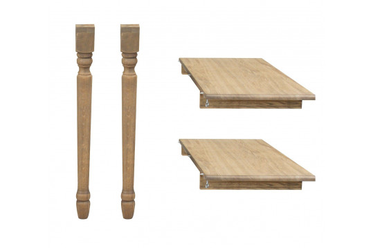 Lot de 2 rallonges bois -105 cm - pieds tournés -  table ronde VICTORIA