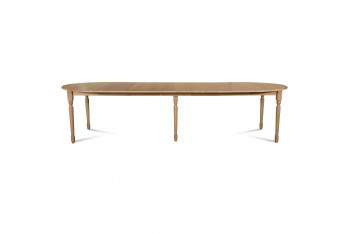 Table ronde 6 pieds tournés 115 cm + 3 rallonges bois - VICTORIA